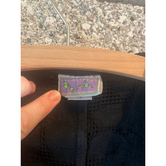 Handmade Black Textured Button-Up Sleeveless Vest By Eucalyptus XL Cotton Made I - Picture 3 of 8